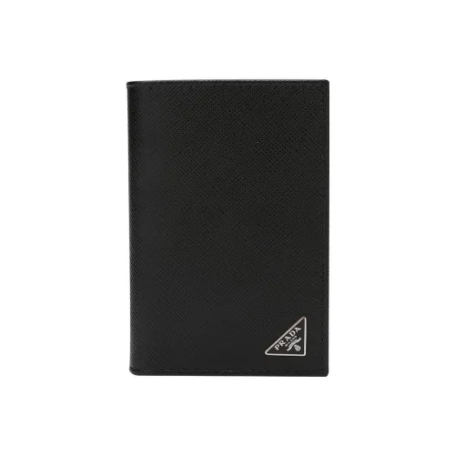 PRADA Saffiano Коровья кожа Держатель для карт Мужской Черный