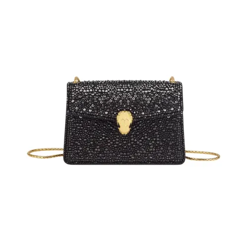 BVLGARI Serpenti Forever Замшевая Сумка через плечо Мини Женская Черная