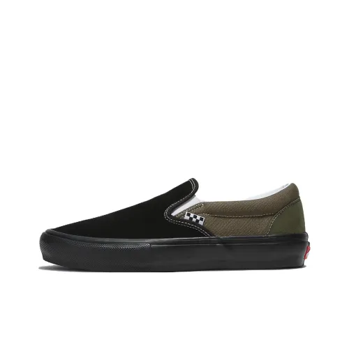 Vans Slip On Series Low Топ Скейтборд Кроссовки Унисекс Черный Зеленый