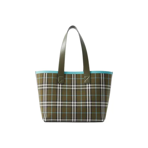 Burberry Хлопок Холст Сумка Тоут Сумка Сумка для покупок Сумка через плечо Сумка среднего размера Женская Оливково-зеленая