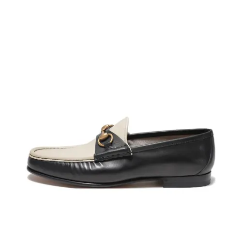 GUCCI Лоферы с пряжкой Horsebit, низкий топ, черный, экрю, мужской