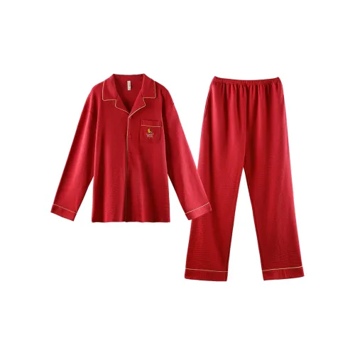 Q'NIANMA Китайский Красный Мужской Пижамный Комплект