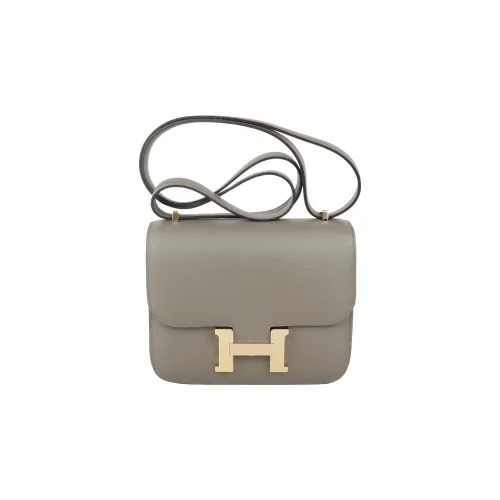 HERMES Constance Evercolor Телячья кожа Сумка через плечо Мини Женская AJ Кремовый Серый Многоцветный