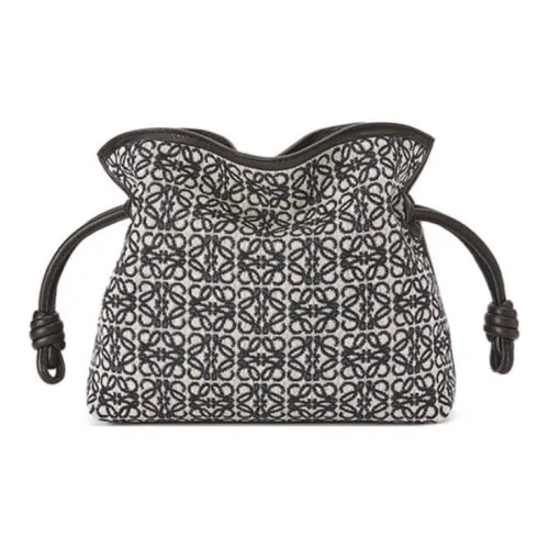 LOEWE Flamenco Ткань с коровьей кожей Клатч Сумка через плечо Сумка на плечо Женская Черная Белая