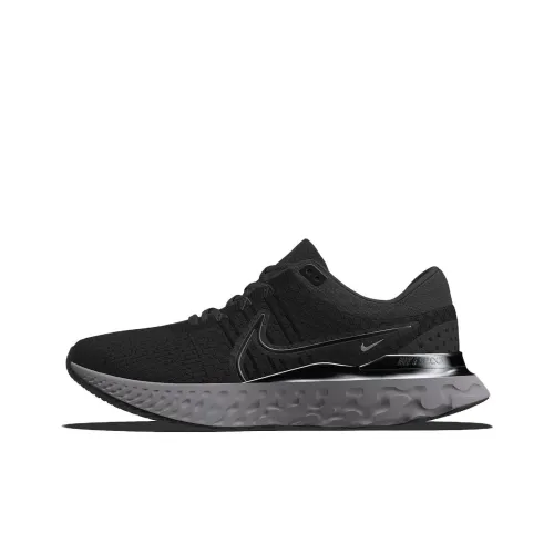 Nike React Infinity Run Flyknit 3 Амортизаторы Slip-resistant Abrasion-resistant Низкий топ Беговые кроссовки Унисекс Черный
