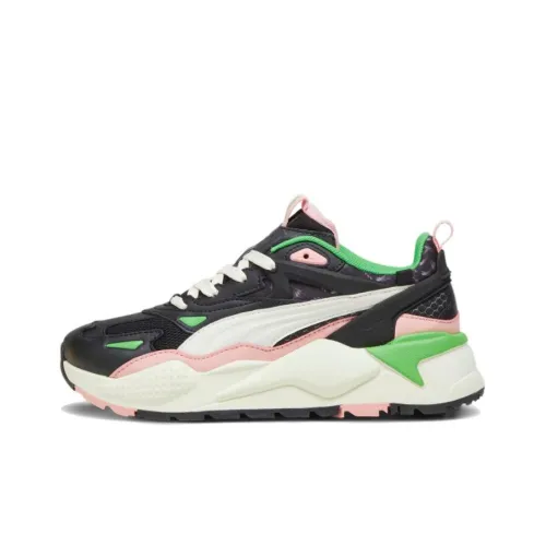 PUMA RS X Abrasion Resistant Низкий Топ Беговые кроссовки Женские Черный Розовый Зеленый