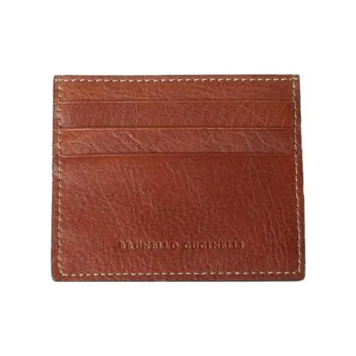 BRUNELLO CUCINELLI Кошелек из кожи держатель для карт мужской коричневый