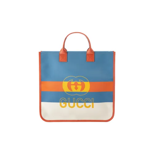 GUCCI Canvas Тоут Сумка Сумка для покупок Сумка Обычная Детская Белая Синий Оранжевая