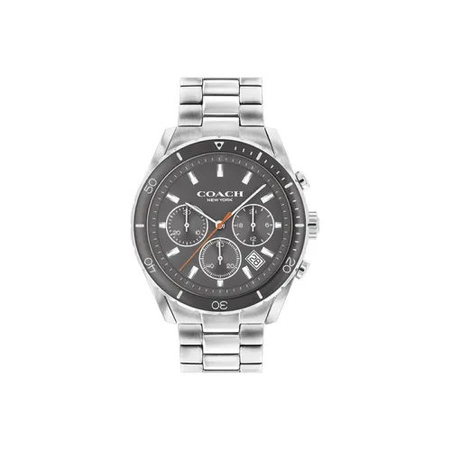 COACH PRESTON Collection Мужские часы Кварцевый механизм Ремешок из нержавеющей стали 44 мм Черный циферблат Часы 14602515
