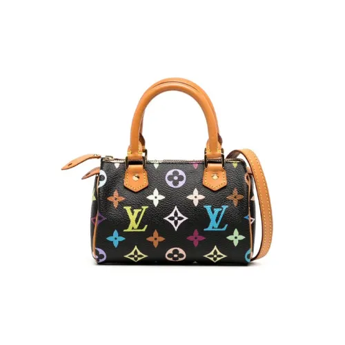 LOUIS VUITTON Speedy Холст и Кожаная Сумка через плечо Мини Сумка Женская Многоцветная