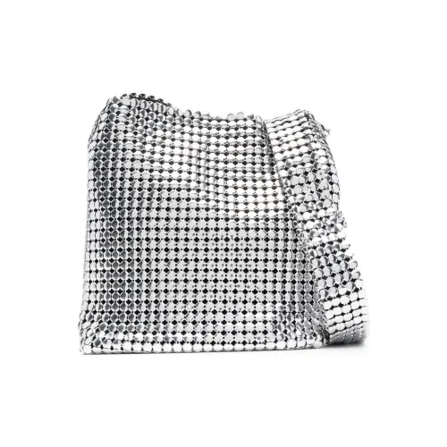 Paco Rabanne Телячья кожа Металл Сумка через плечо Сумка на плечо Женская Серебряная