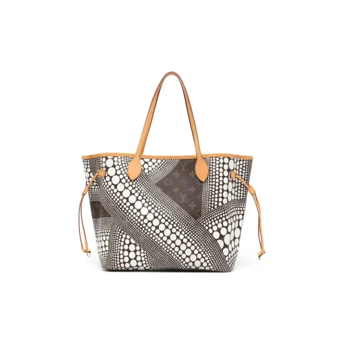 LOUIS VUITTON Yayoi Kusama Коллаборация NEVERFULL PVC Тоут Сумка Сумка для покупок Сумка Обычный Женские Умбра Белый