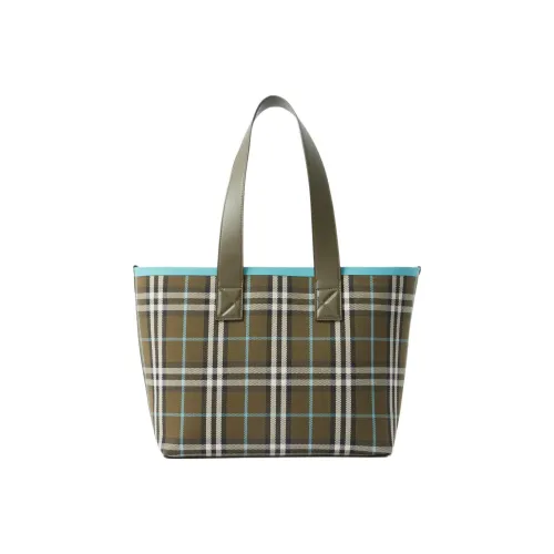 Burberry Хлопок Canvas Сумка Tote Сумка Сумка для покупок Сумка Маленькая Женская Оливково-зеленая