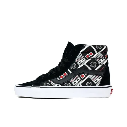 Vans SK8 Reissue X Nintendo Контроллер Устойчивый к истиранию Высокие Кроссовки для скейтбординга Унисекс Черный Белый