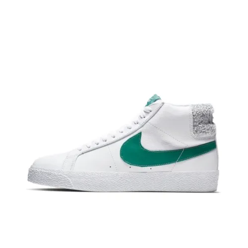 Nike Blazer Белый Двухбережный Резистентный к истиранию и царапинам Легкий MID Скейтборд Кроссовки Унисекс Белый Зеленый