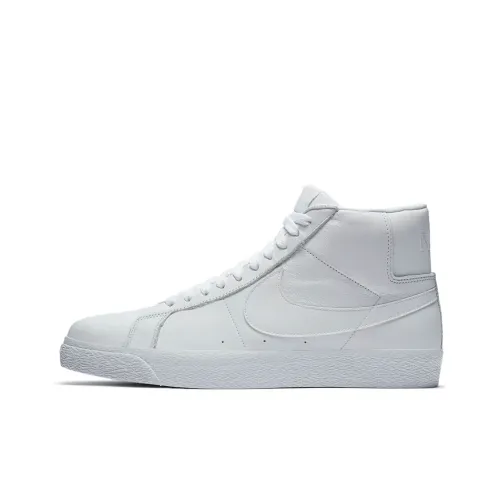 Nike Blazer SB ZOOM Покрытие Slip-resistant MID Топ Скейтборд Кроссовки Унисекс Pure White