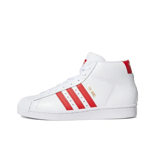 Adidas Originals Pro Model Abrasion Resistant High Топ Скейтборд Кроссовки Унисекс Белый Красный Золотой