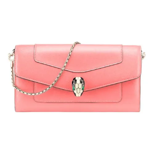 BVLGARI Serpenti Forever Series Кожа Сумка через плечо Кошелек Женские Розовый