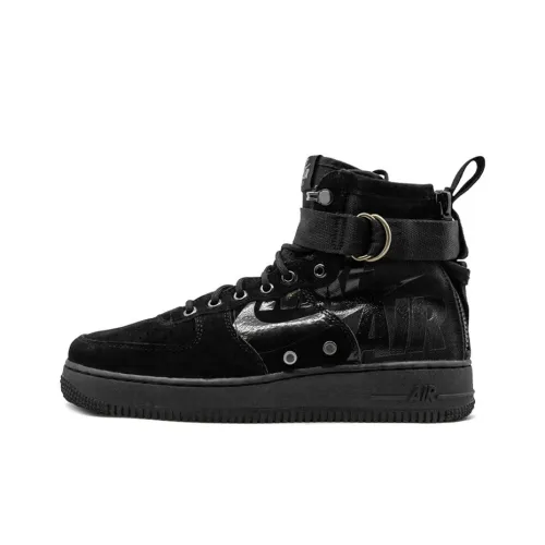 Nike Air Force 1 Покрытие Slip-Resistant MID Топ Скейтборд Кроссовки Мужские Черные