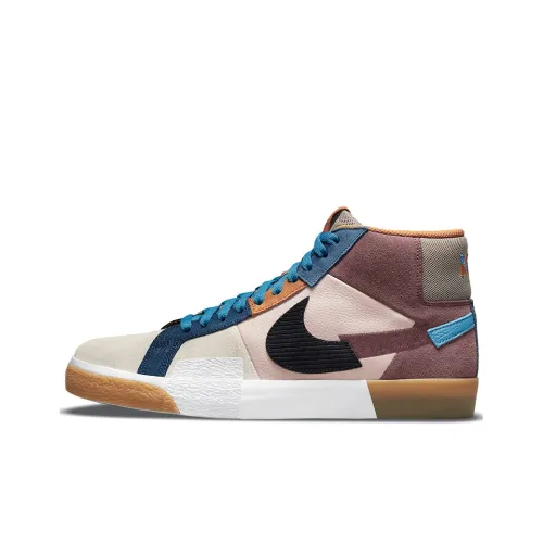 Nike Blazer SB ZOOM PRM 'Кашемир Мозаика' MID Топ Скейтборд Кроссовки Унисекс Розовый Умбра