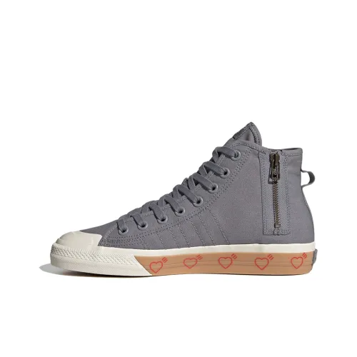 HUMAN MADE x Adidas Originals NIZZA Hi Дышащие Высокие Кроссовки для Скейтбординга Унисекс Серый Коричневый Красный