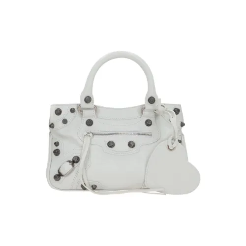 Balenciaga Neo Cagole Fine Grained Овчина Сумка через плечо Сумка Маленькая Женская Оптический Белый