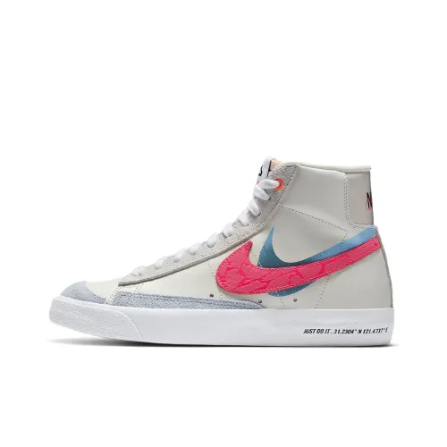 Nike Blazer 77 Противоскользящие Устойчивые к истиранию MID Топ Скейтборд Кроссовки Женские Бежевый Красный Синий