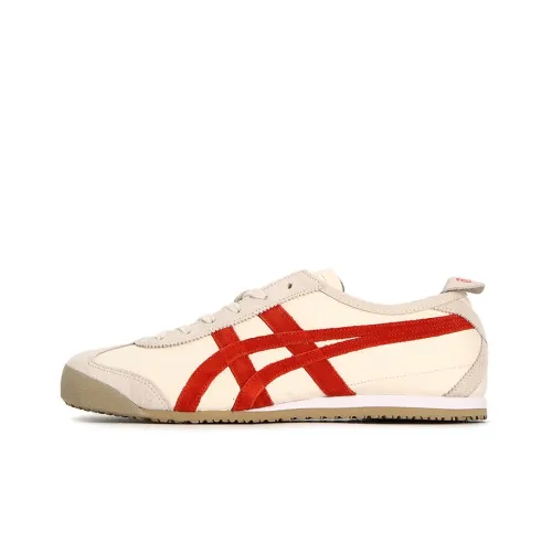 Onitsuka Tiger MEXICO 66 Vin Low Топ Скейтборд Кроссовки Унисекс Бежевый Белый Красный