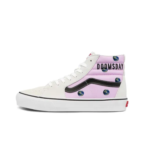 Cali Thornhill DeWitt x Vans SK8 LX Visual Artist Collaboration Высокие Кроссовки для Скейтбординга Унисекс Белые Розовые