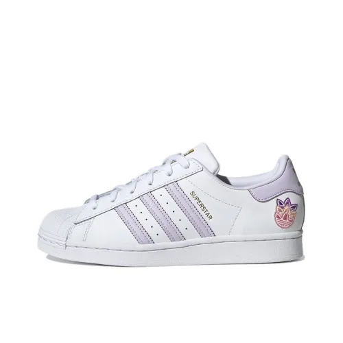 Adidas Originals SUPERSTAR LOW Топ Скейтборд Кроссовки Женские Белые Фиолетовые Розовые
