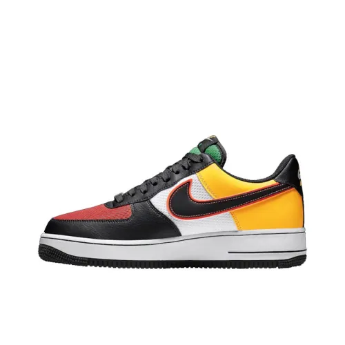 Nike Air FORCE 1 'Just DO IT' Slip-resistant Abrasion-resistant Low Top Skateboard Shoes Men's Black Orange