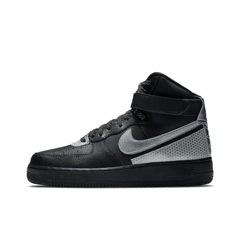 Nike Air FORCE 1 07 LV8 3M Аbrasion Resistant Slip Resistant High Топ Скейтбординг Мужской Серебристый Черный