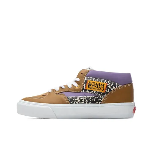 VANS Half Cab Vault EF VLT LX Легкие и Дышащие MID Топ Скейтборд Кроссовки Унисекс Коричневый Фиолетовый Корова Узор