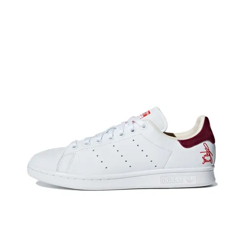 Adidas Originals StanSmith Slip-Resistant Низкие Кроссовки для Скейтбординга Женские Белые Красные
