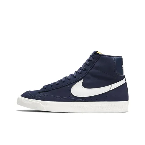 Nike Blazer 77 'Темно-синий Замша' Покрытие Slip-Resistant и Abrasion-Resistant MID Топ Скейтборд Кроссовки Женские Морской Синий