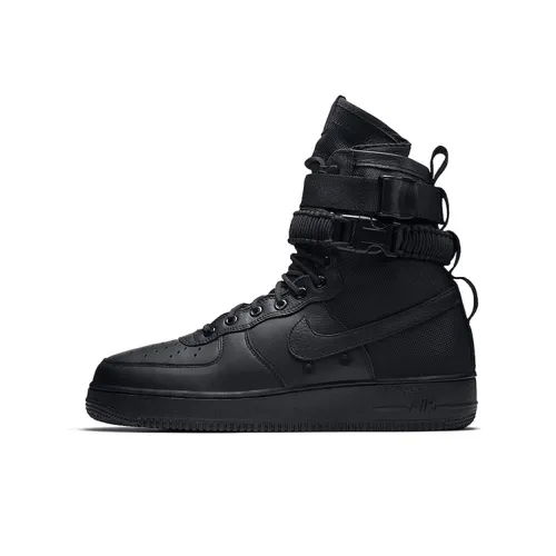 Nike Air Force 1 Triple Black Anti-Slip Lightweight High Top Скейтборд Кроссовки Мужские Черные