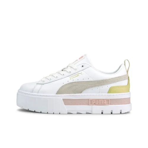 PUMA Mayze Low Топ Кроссовки для скейтбординга Женские Белые Серые Желтые