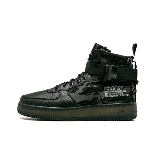 Nike Air FORCE 1 Черный Cargo Хаки Non Slip Легкий MID Топ Скейтборд Кроссовки Унисекс Black Tiger С принтом