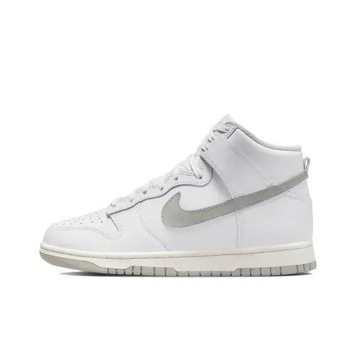 Nike Dunk High Neutral GREY Slip Resistant Abrasion Resistant High Топ Скейтборд Кроссовки Женские Белые Серые
