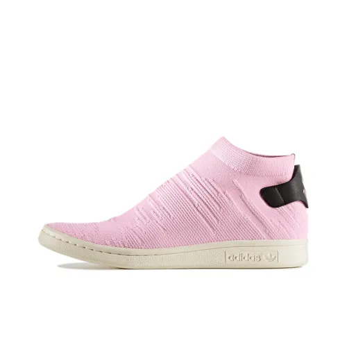 Adidas Originals Stan Smith Sock Primeknit Slip-Resistant Coating MID Skateboarding Top Shoes Women's Peach Pink