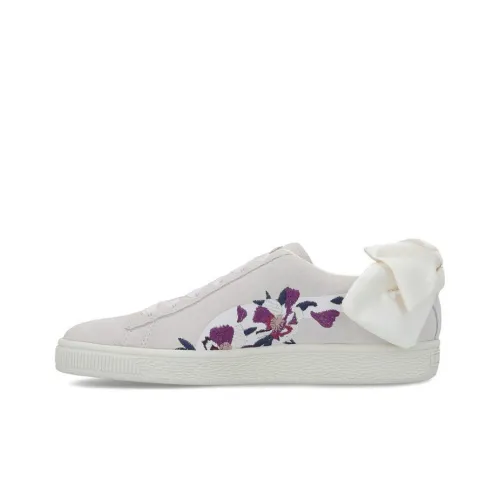 PUMA Suede Bow Flowery Balanced Lightweight Low Top Скейтборд Кроссовки Женские Белые