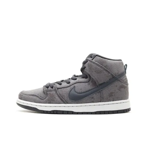 nike Dunk SB Холст Нескользящий Легкий Высокий Топ Скейтборд Кроссовки Мужские Серые