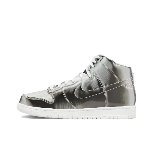 CLOT x Nike Dunk High Топ Скейтборд Кроссовки Унисекс Жидкое Серебро