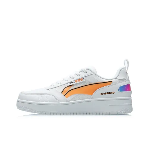LINING NO.258 Slip-Resistant Abrasion-Resistant Low-Top Skateboard Shoes Unisex White Orange
