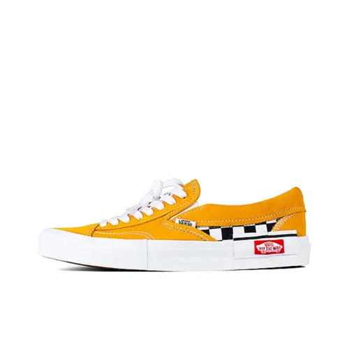 Vans Slip On Series Кепка Шахматный узор Низкие Скейтборд Кроссовки Унисекс Желтые