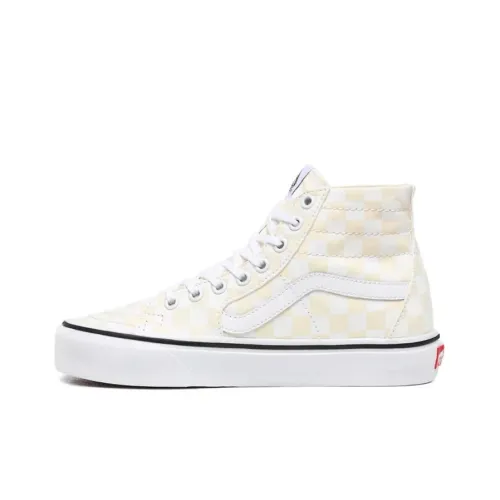 Vans SK8 Tapered High Топ Скейтборд Кроссовки Унисекс Бежевый Шахматный Узор