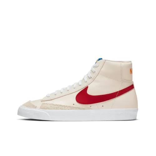 nike Blazer Slip Resistant Abrasion Resistant MID Топ Скейтборд Кроссовки Мужские Бежевый Белый Красный