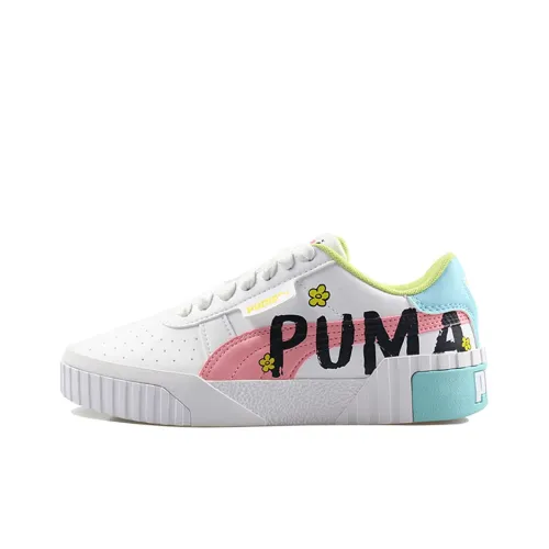 PUMA Cali Series Novelty Jr Цветочный дизайн Низкие Кроссовки для скейтбординга Женские Розовый Белый Зеленый