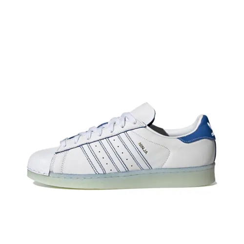 Ninja x Adidas Originals Superstar Low Скейтборд Кроссовки Унисекс Белый Синий