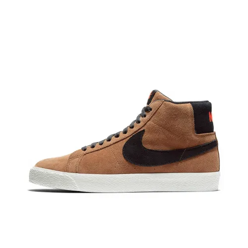 Nike Blazer Lightweight and Breathable MID Топ Скейтборд Кроссовки Унисекс Черный Кофейный